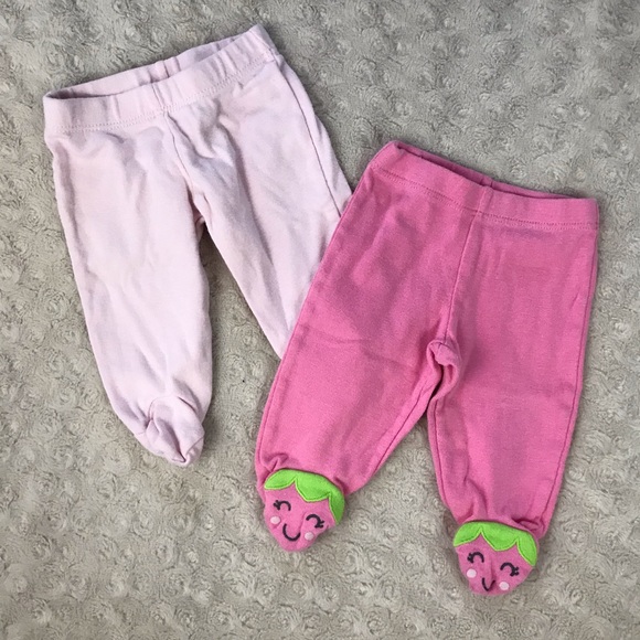 Carter's Bottoms Carters Footed Baby Girl Pants Pink Strawberry